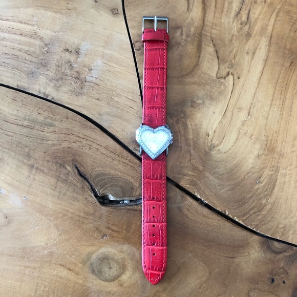 y2k Guess Leather Watch Heart Shape Red Band